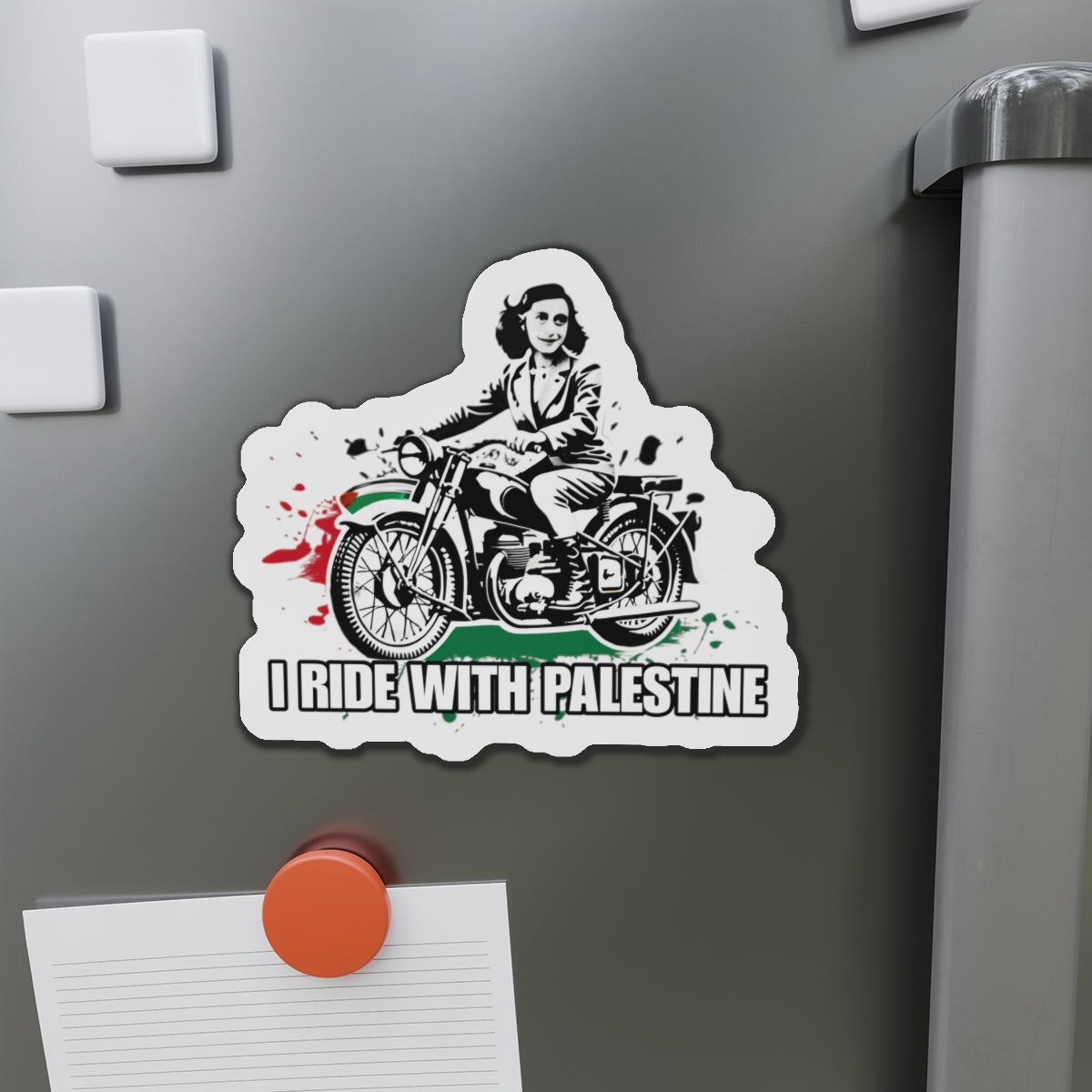 ANNE FRANK Rides with Palestine Die-Cut Magnets Printify