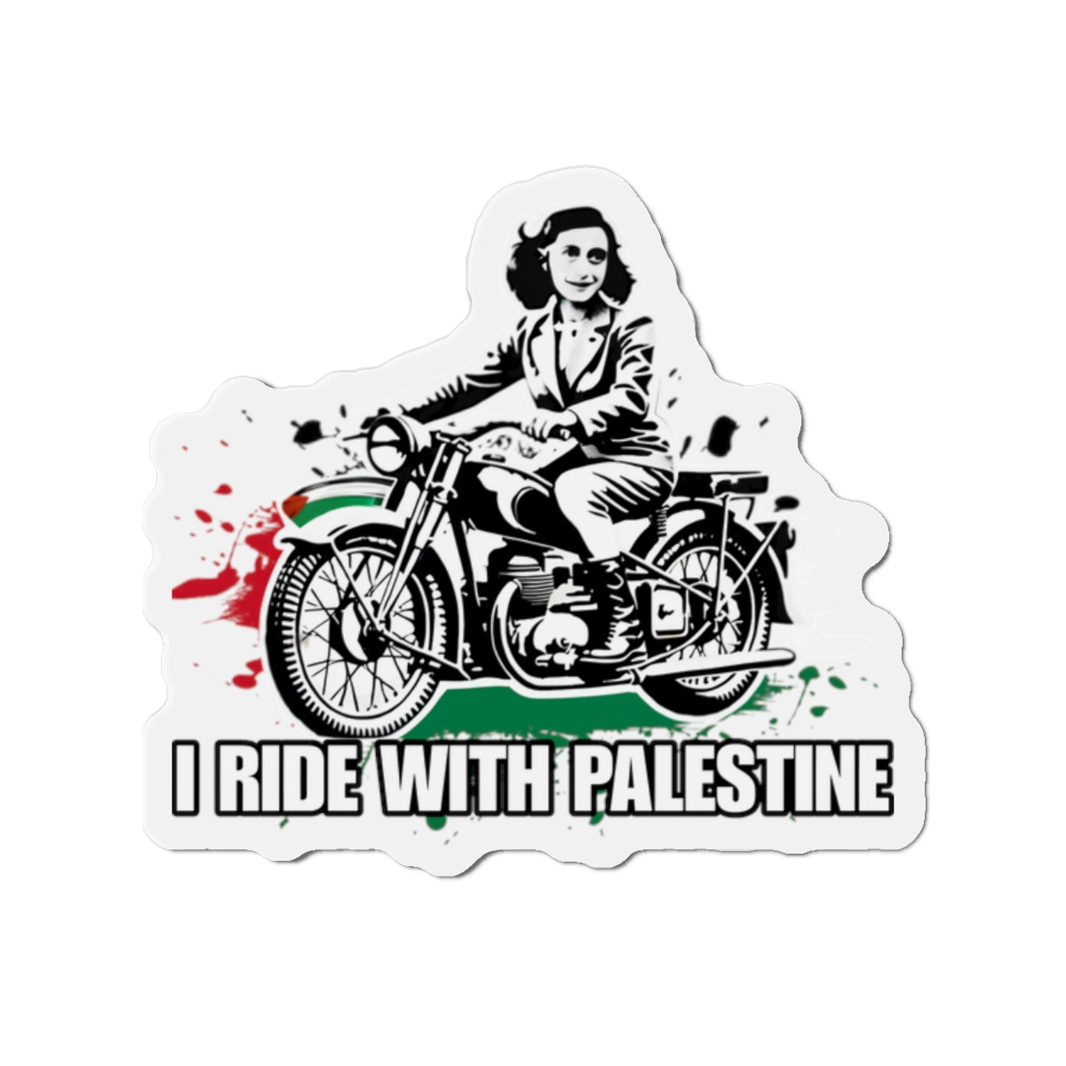 ANNE FRANK Rides with Palestine Die-Cut Magnets Printify