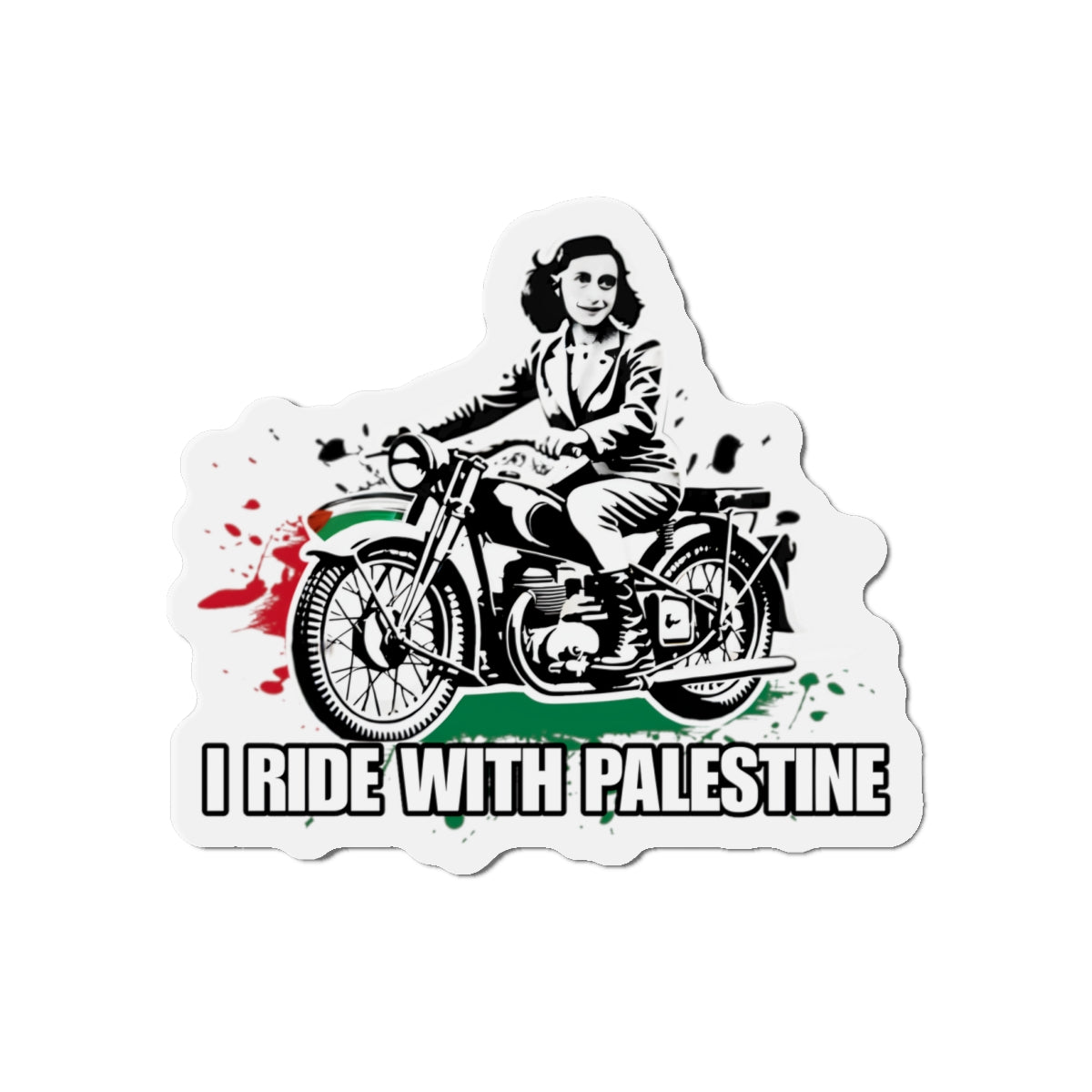 ANNE FRANK Rides with Palestine Die-Cut Magnets Printify