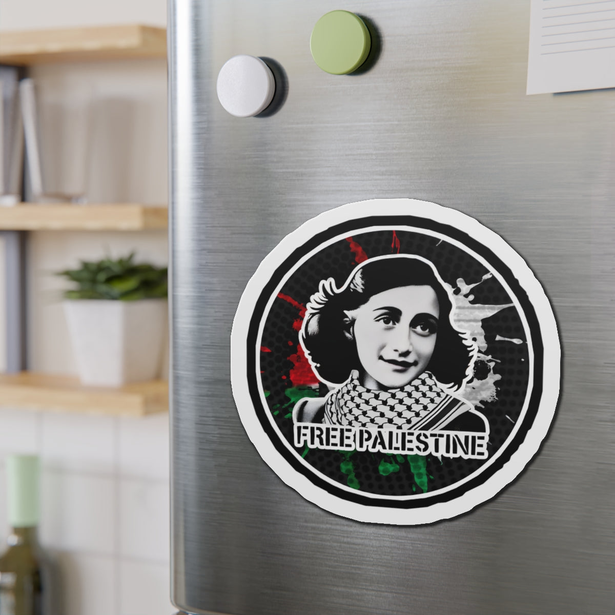 ANNE FRANK Free Palestine Die-Cut Magnets Printify